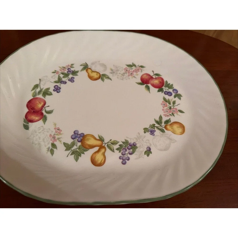 Vintage Corelle by Corning CHUTNEY Swirl Fruit & Flower Oval Serving Platter 12